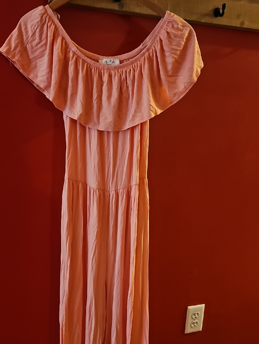 Peach Off-Shoulder Jump Suit